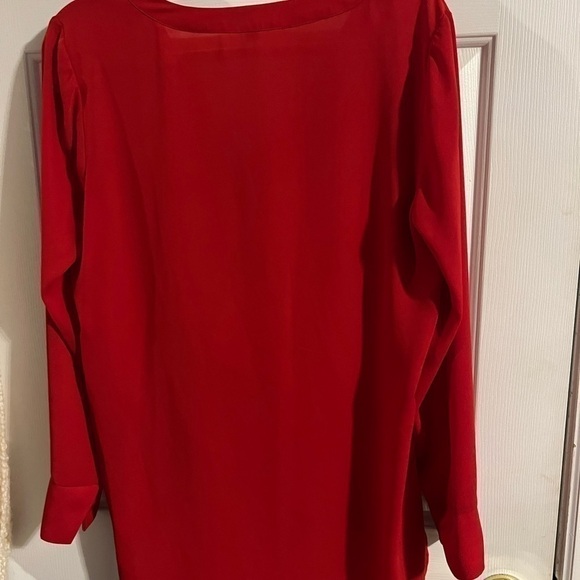 H Halston Faux Wrap  Knotted High Low Boho Long Sleeve Blouse Size medium, NWOT - Picture 6 of 6